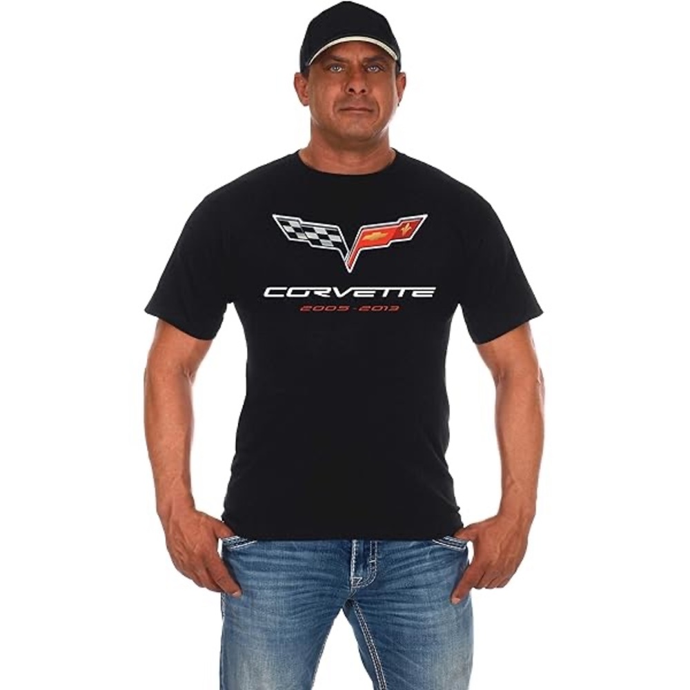 JH DESIGN GROUP Men's Chevy Corvette T-Shirt with C6 Series Logo, Black Sz 3 xl
